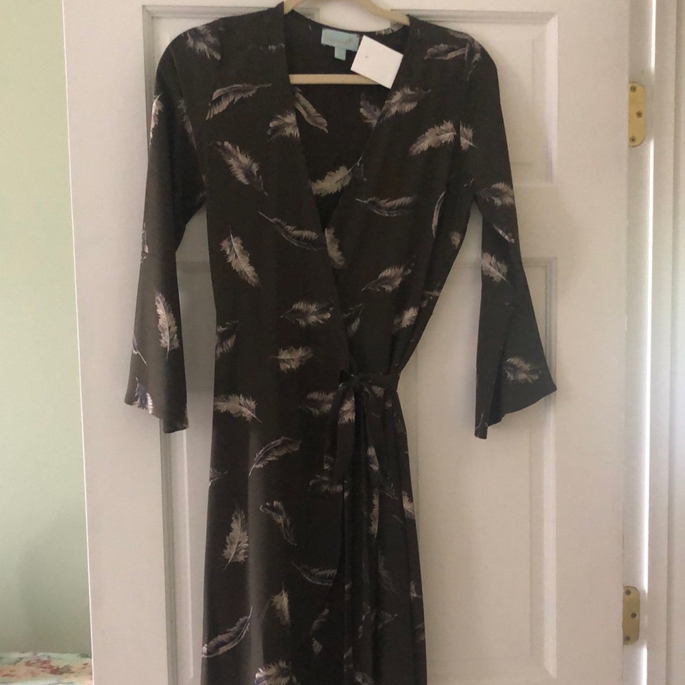 Veronica M Black Wrap Dress with Bell Sleeves